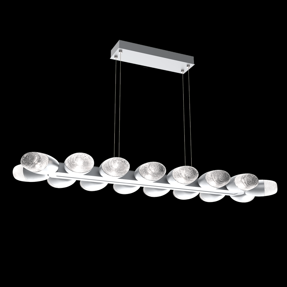Pebble Linear Suspension 48" Small Glass-Classic Silver-Pebble Clear