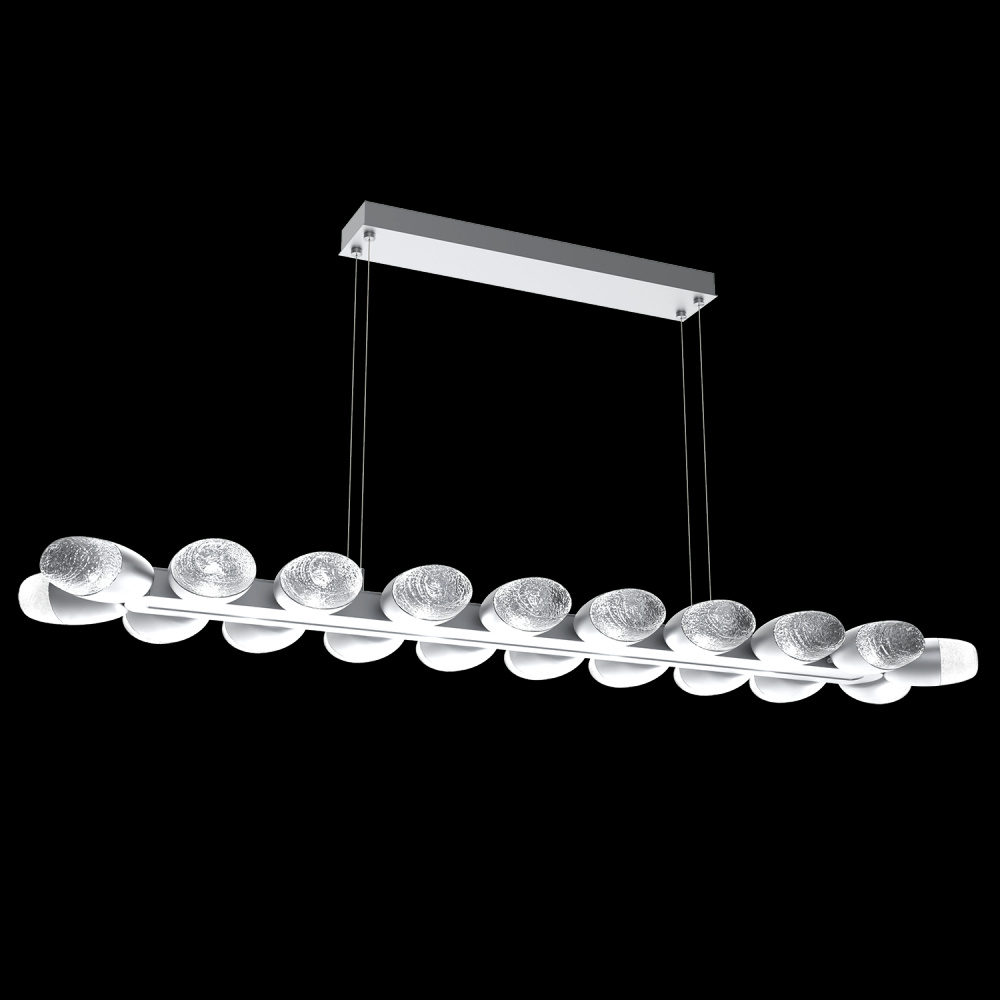 Pebble Linear Suspension 60" Small Glass-Classic Silver-Pebble Clear