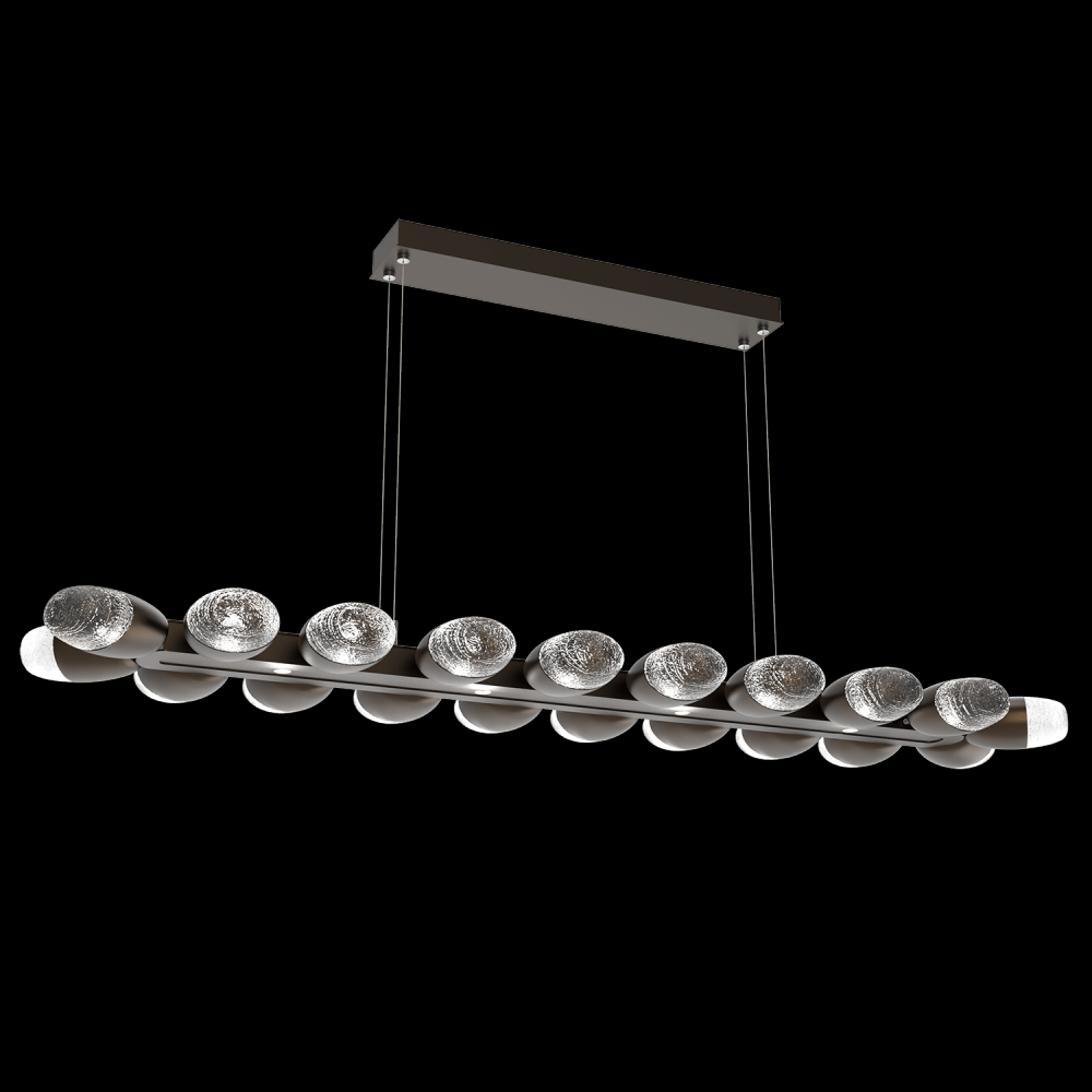 Pebble Linear Suspension 60" Small Glass-Flat Bronze-Pebble Clear