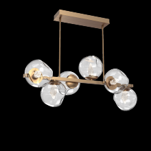 Hammerton PLB0086-T6-NB-GC-001-L3 - Luna 6pc Twisted Branch-Novel Brass-Geo Inner - Clear Outer-Threaded Rod Suspension-LED 3000K