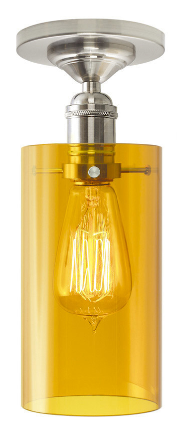 Ceiling Retro Cylinder Amber Satin Nickel E26 Retro Bulb 60W