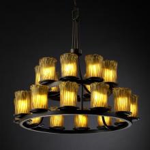 Justice Design Group GLA-8767-16-CLRT-DBRZ - Dakota 21-Light 2-Tier Ring Chandelier