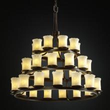 Justice Design Group GLA-8712-16-CLRT-DBRZ - Dakota 36-Light 3-Tier Ring Chandelier