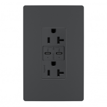 Legrand TR20USBPDG - radiant? 20A Tamper Resistant Ultra Fast PLUS Power Delivery USB Type C/C Outlet, Graphite