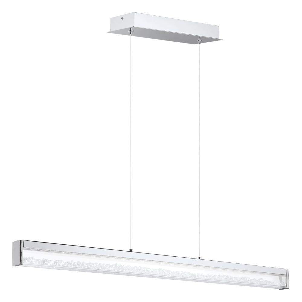 1 LT LED Linear Pendant w/ Chrome Finish & Clear Glass Shade w/ Clear Glass Stones