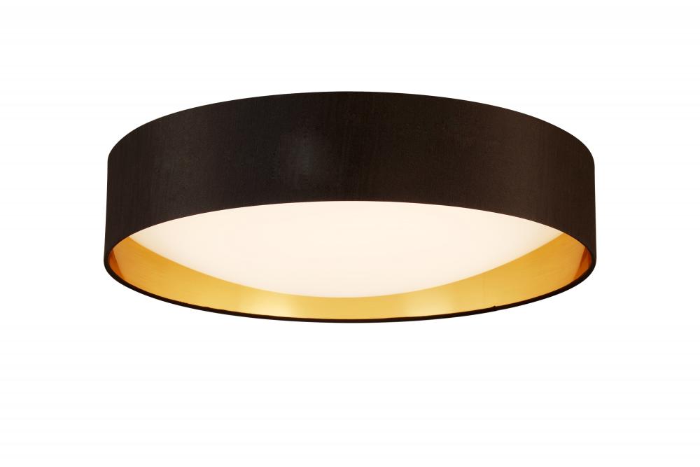 LED Ceiling Light - 20" black exterior and Gold Interior fabric Shade With acrylic diffuser