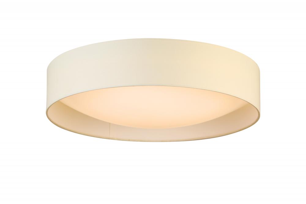 LED Ceiling Light - 20" White Fabric Shade With Acrylic White Diffuser