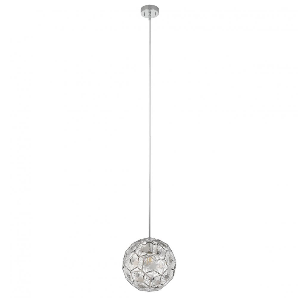 1 LT Pendant With Chrome Finish and Geometric Shaped Chrome Shade 1-60W E26 Bulb