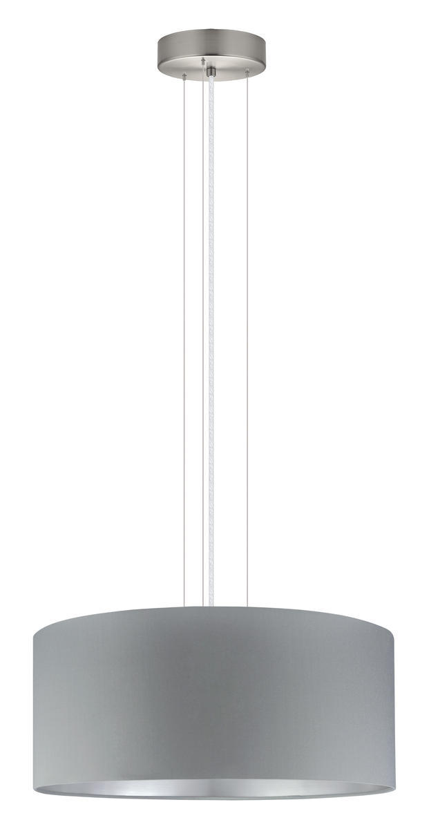 3 LT Pendant w/ Satin Nickel Finish & Grey w/ Silver Interior Shade