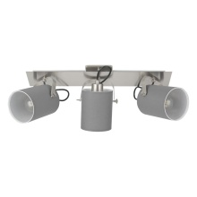 Eglo 204642A - 3 LT Fixed Track Light w/ Matte Nickel Finish & Grey Fabric Shades