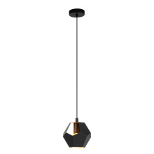 Eglo 205808A - 1 LT Mini Pendant w/ Black Finish & Black & Gold Geometric Metal Shade