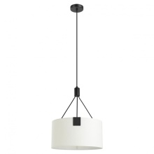 Eglo 39882A - 3 LT Pendant With Structured Black Finish and White Fabric Drum Shaped Shade 3-60W E26 Bulbs