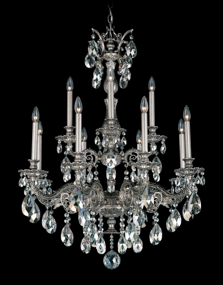 Milano 12 Light 120V Chandelier in Florentine Bronze with Radiance Crystal