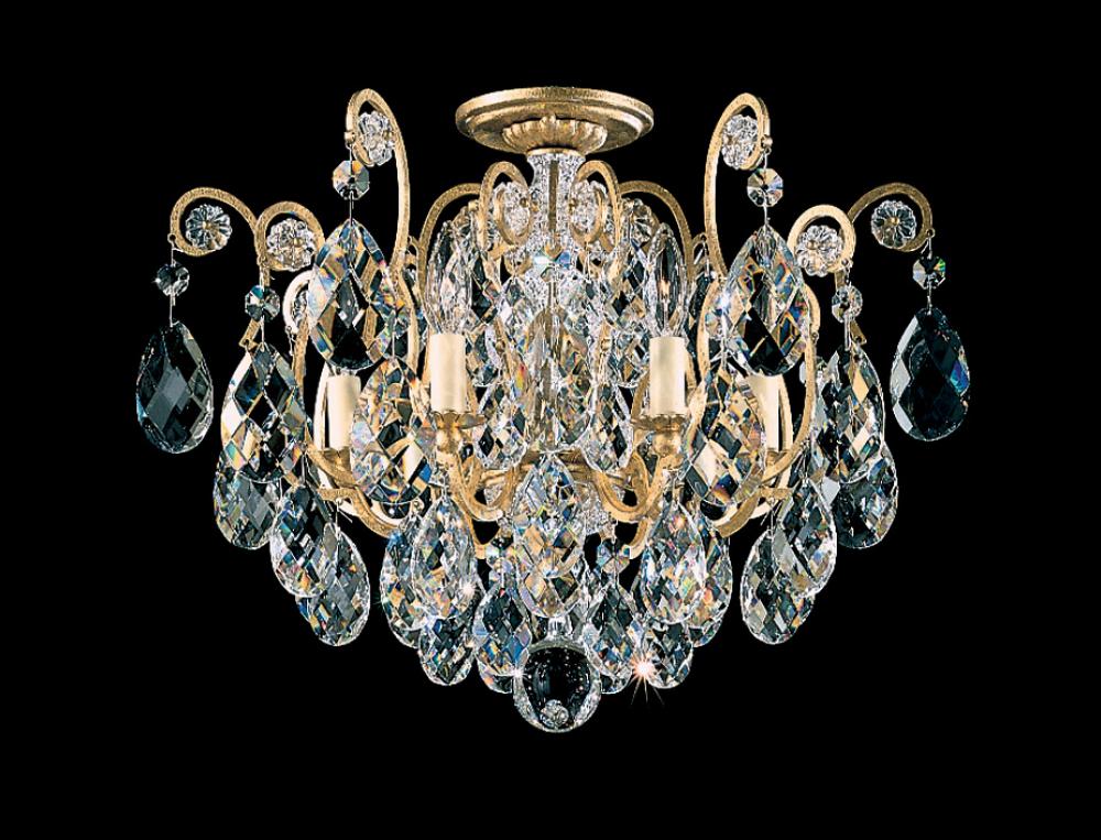 Renaissance 6 Light 120V Semi-Flush Mount in Heirloom Gold with Clear  Crystals from Swarovski