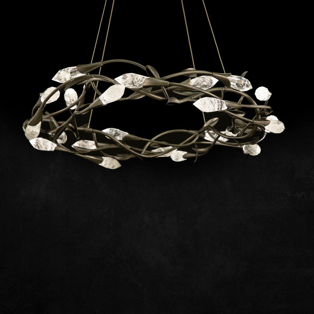 Secret Garden 35IN LED 3500K 120V-277V Pendant in Heirloom Bronze with Optic Haze Quartz