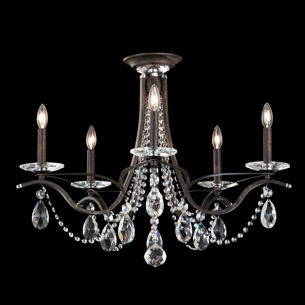 Vesca 5 Light 120V Semi-Flush Mount in Etruscan Gold with Radiance Crystal