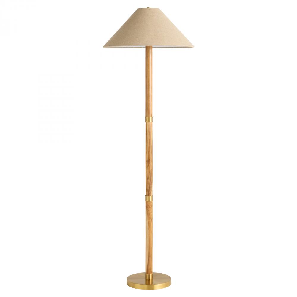Broadway Floor Lamp Antique Brass Teak