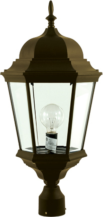 POST TOP FIX W/CLEAR GLASS INCAND 120V