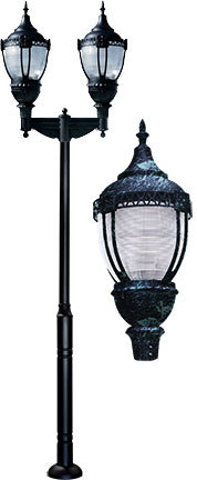 CAST ALUM DRK TOP ACORN FIX 2 X 75W LED 120V