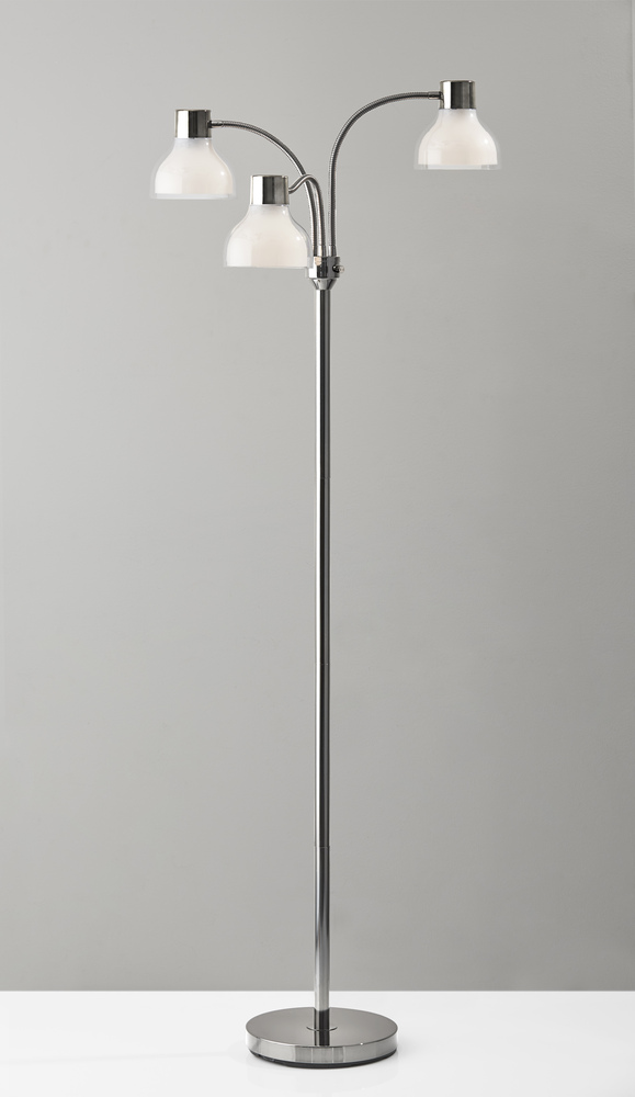Presley 3-Arm Floor Lamp - Polished Nickel