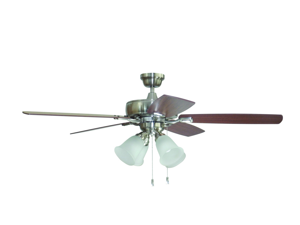 52" Twist N Click Fan in Brushed Polished Nickel w/ Ash/Mahogany Blades (4-Light)