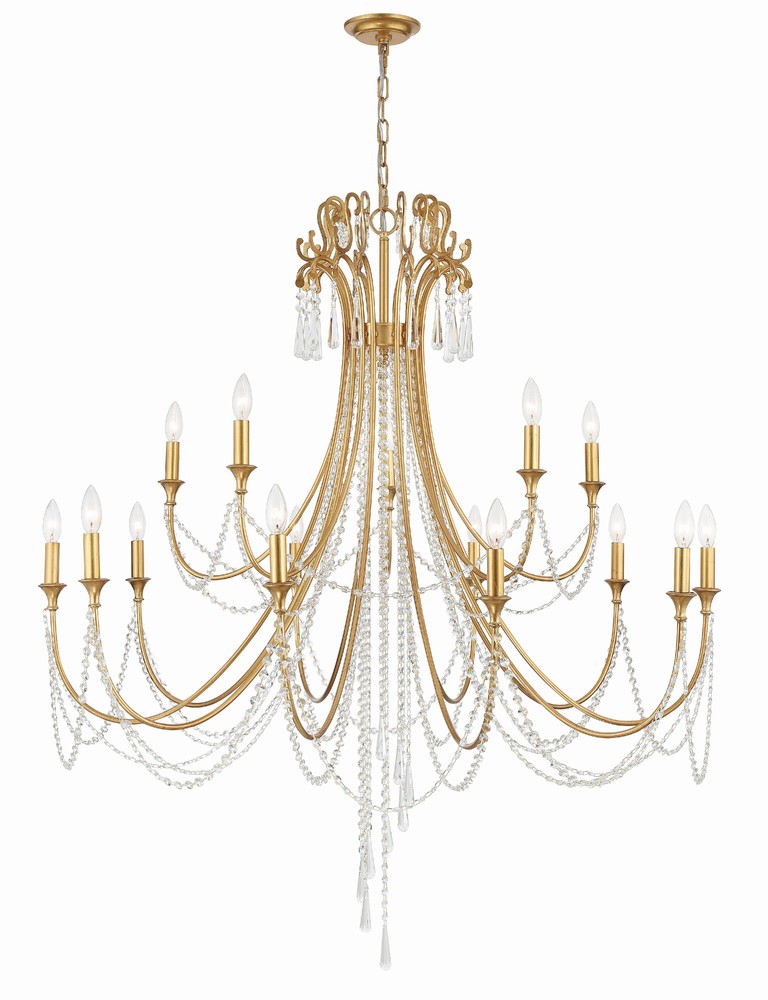 Arcadia 15 Light Antique Gold Chandelier