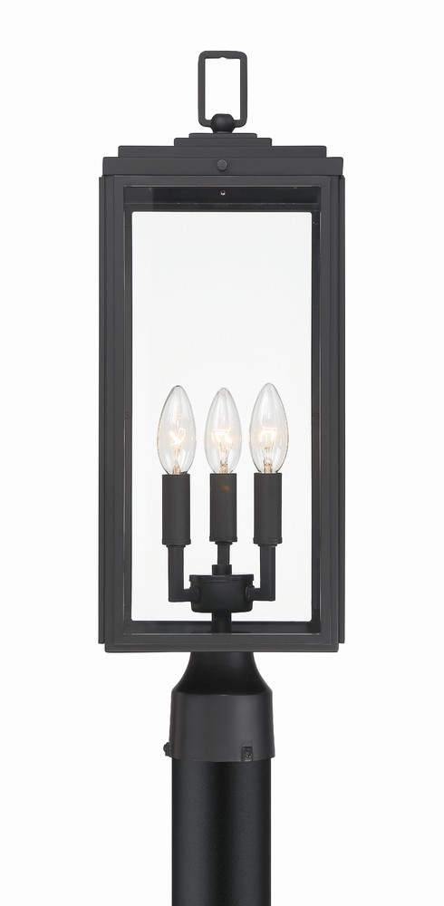 Byron 3 Light Matte Black Outdoor Lantern Post