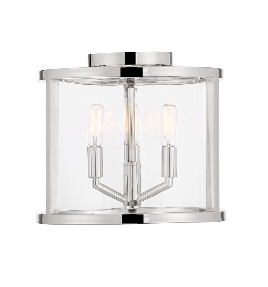 Libby Langdon for Crystorama Devon 3 Light Polished Nickel Ceiling Mount