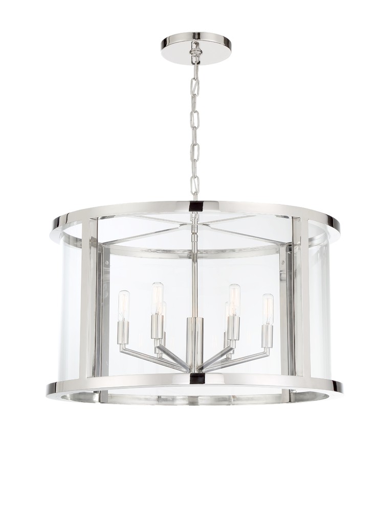 Libby Langdon for Crystorama Devon 6 Light Polished Nickel Lantern