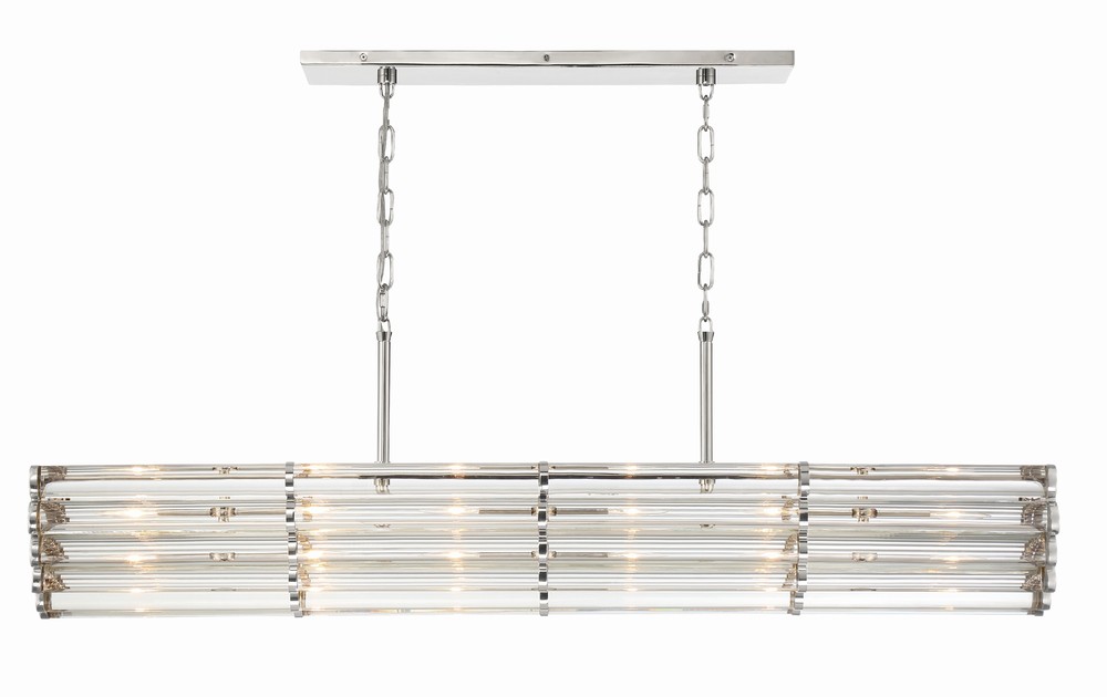 Libby Langdon for Crystorama Elliot 6 Light Polished Nickel Linear Chandelier