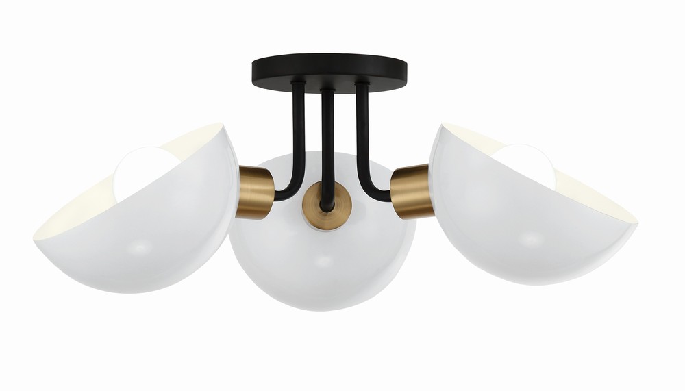 Gigi 3 Light Black + Aged Brass Ceiling Mount