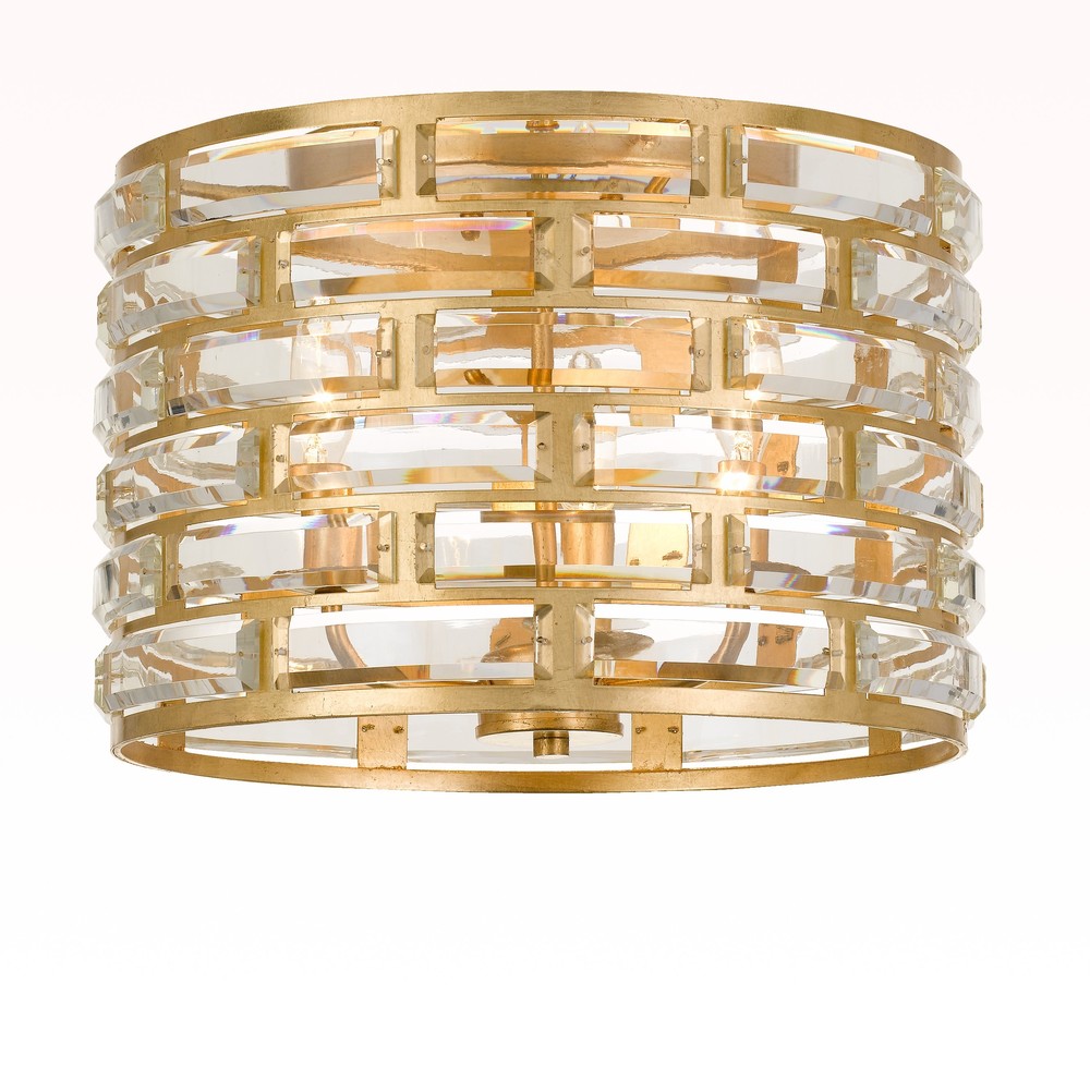 Meridian 3 Light Antique Gold Ceiling Mount