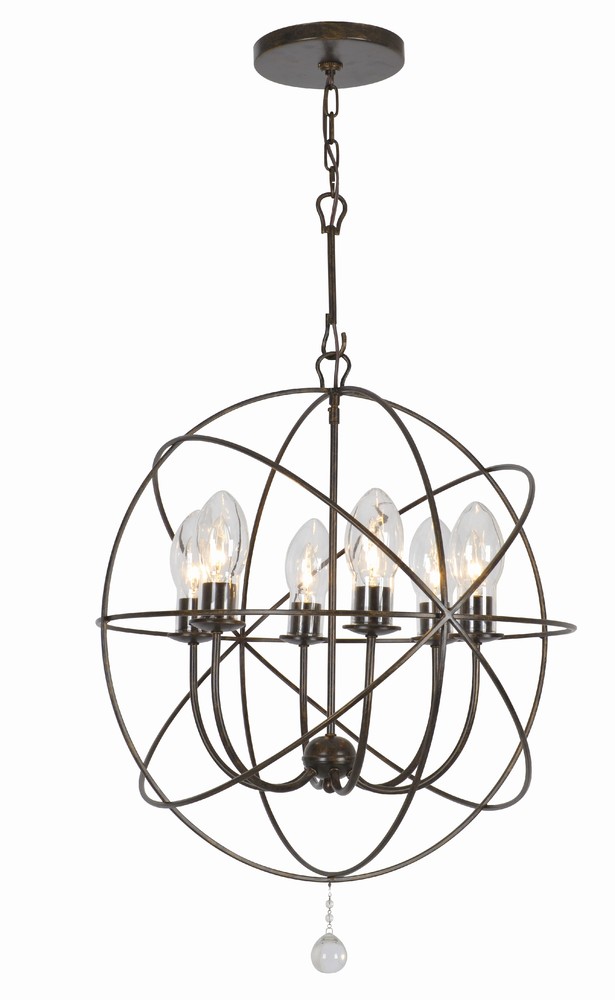Solaris 6 Light English Bronze Sphere Outdoor Chandelier