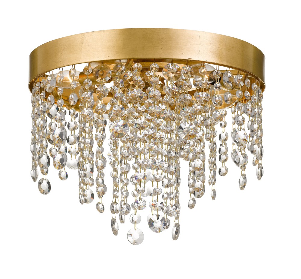 Winham 4 Light Antique Gold Crystal Ceiling Mount