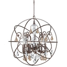 Crystorama 9028-EB-GS-MWP - Solaris 6 Light Gold Crystal English Bronze Sphere Chandelier