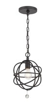 Crystorama 9220-BK - Solaris 1 Light Black Pendant