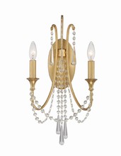 Crystorama ARC-1902-GA-CL-MWP - Arcadia 2 Light Antique Gold Wall Mount