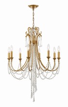 Crystorama ARC-1908-GA-CL-MWP - Arcadia 8 Light Antique Gold Chandelier
