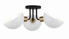Crystorama GIG-810-BK-AG - Gigi 3 Light Black + Aged Brass Ceiling Mount