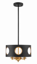 Crystorama ODE-700-BK-GA - Odelle 4 Light Black + Antique Gold Pendant