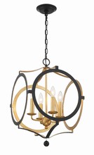Crystorama ODE-704-BK-GA - Odelle 4 Light Black + Antique Gold Chandelier