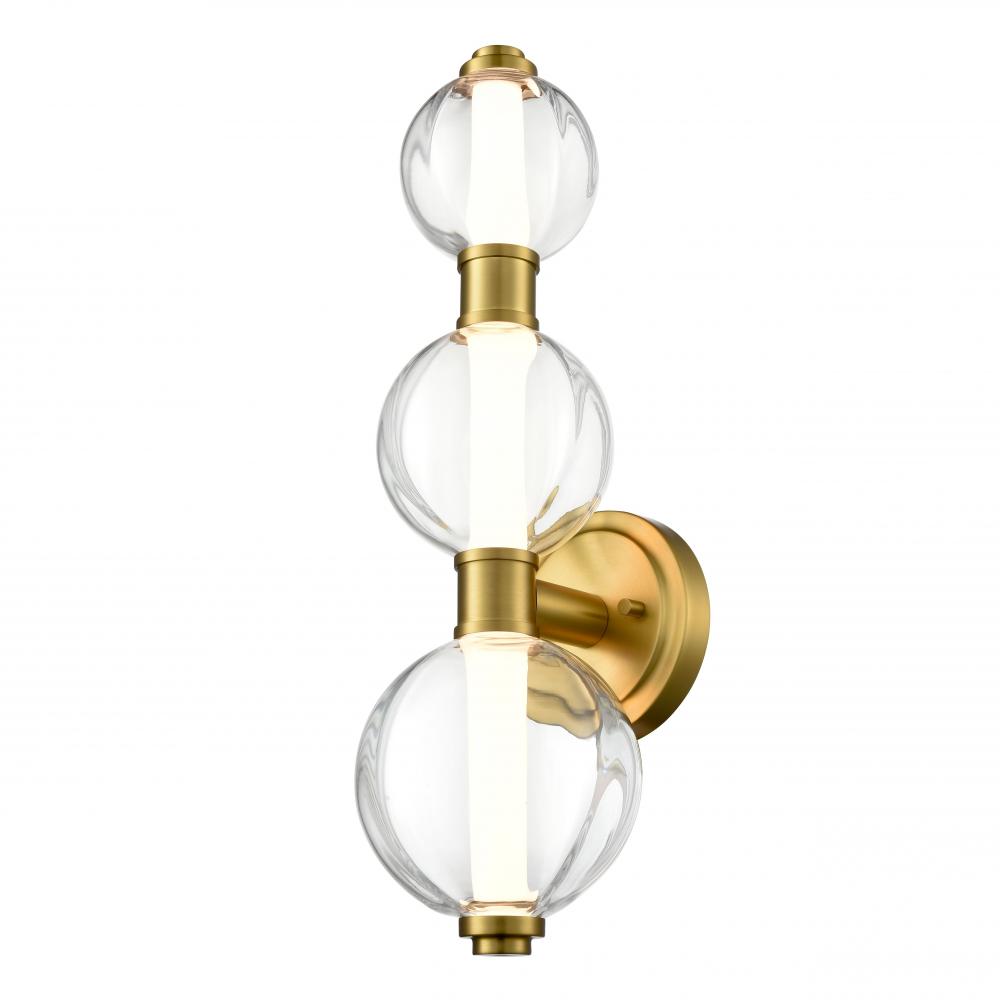 GLIMMER SCONCE, BRASS W/PUMPKIN GLASS