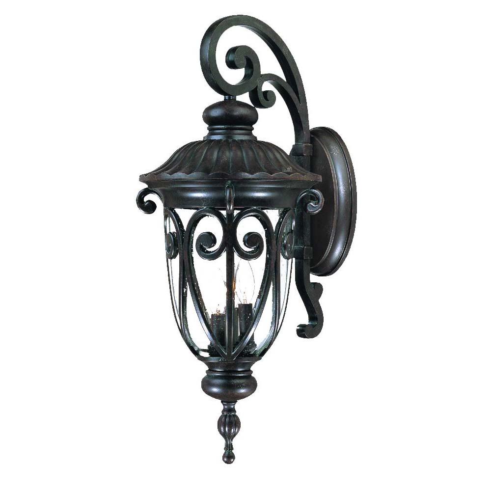 Naples Collection Wall-Mount 3-Light Outdoor Marbleized Mahogany Light Fixture
