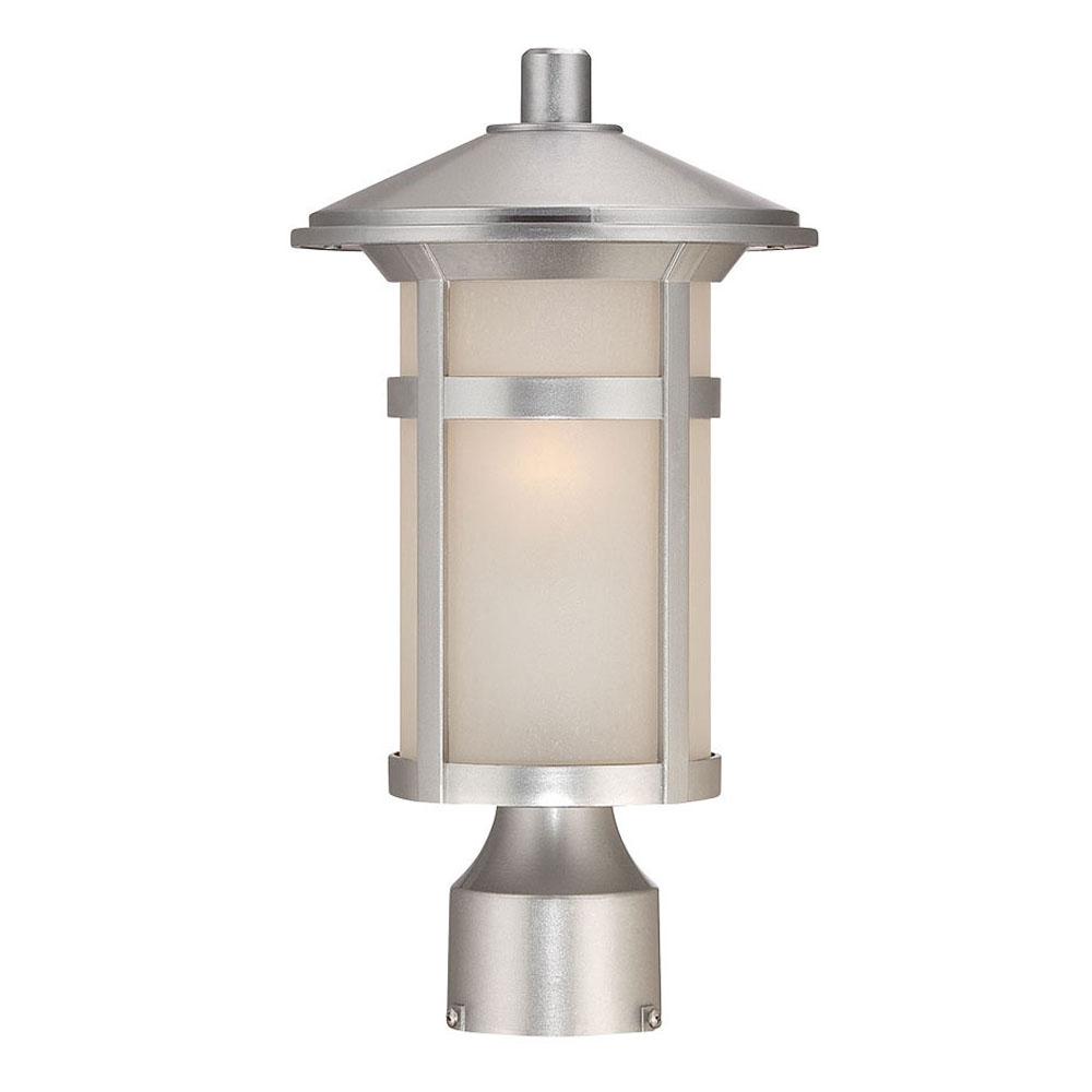 Phoenix Collection Post Lantern 1-Light Outdoor Brushed Silver Light Fixture