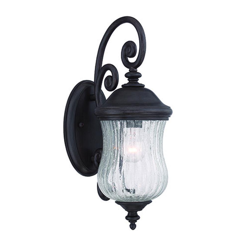 Bellagio Collection Wall Lantern 1-Light Outdoor Black Coral Light Fixture