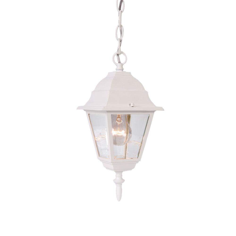 Builder's Choice Collection Hanging-Mount 1-Light Outdoor Textured White Lantern