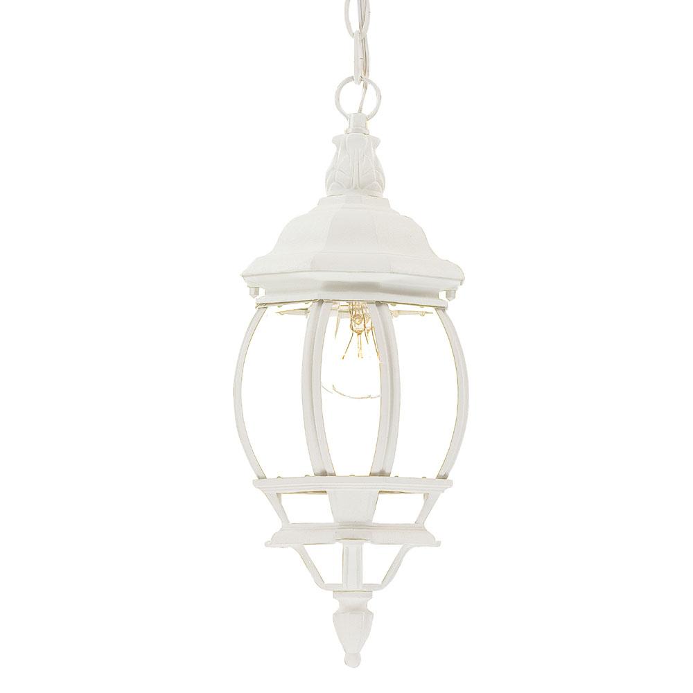 Chateau Collection Hanging Lantern 1-Light Outdoor Textured White Light Fixture