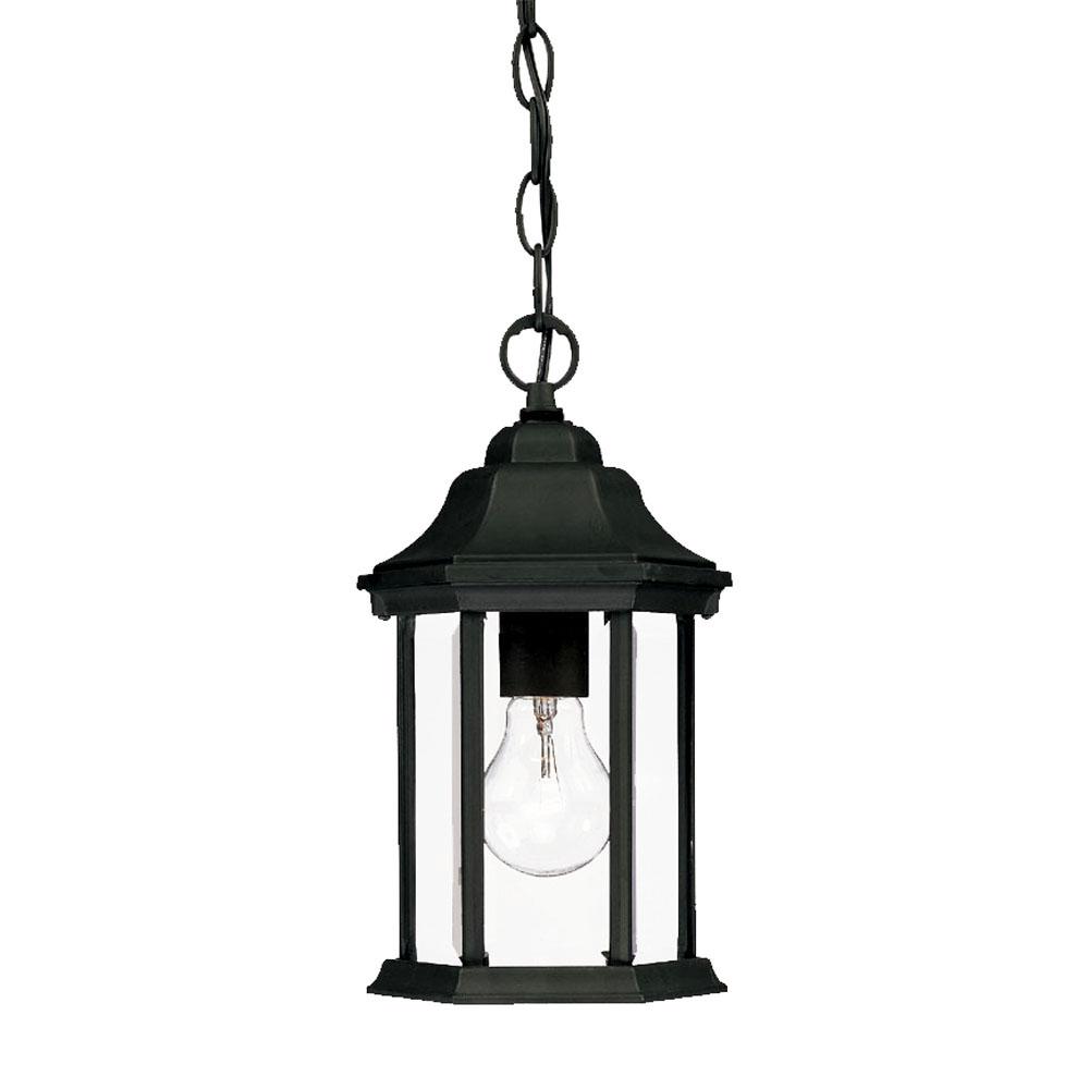 Madison Collection Hanging Lantern 1-Light Outdoor Matte Black Light Fixture