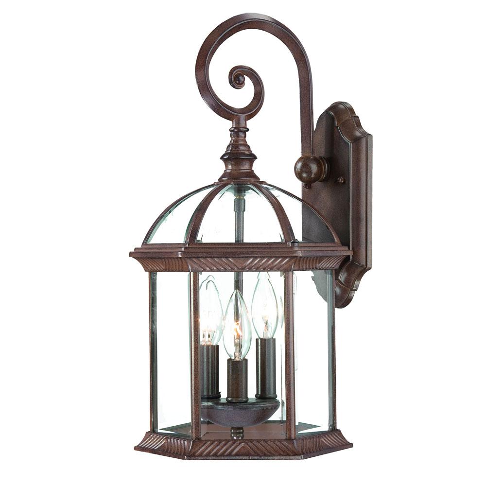 Dover Collection Wall-Mount 3-Light Outdoor Burled Walnut Light Fixture