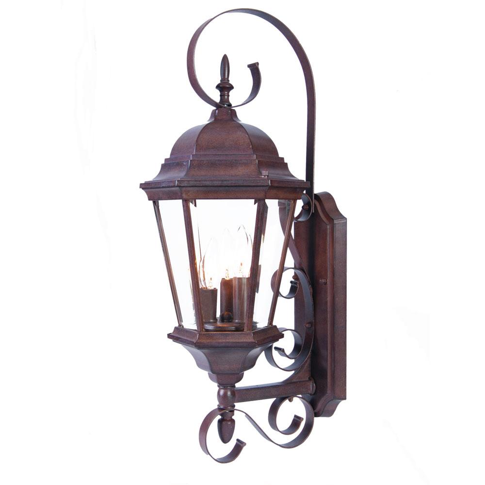 New Orleans Collection Wall-Mount 3-Light Outdoor Burled Walnut Light Fixture